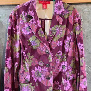Purple Pink Floral Blazer by A Line